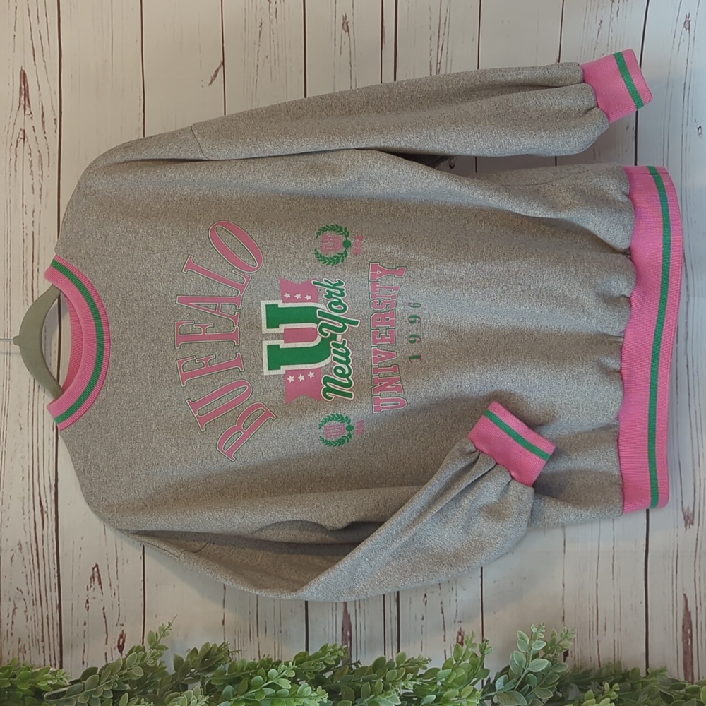 Vintage 90's Buffalo New York University Grey Crew Sweatshirt SUNY Grey Small - Picture 6 of 14
